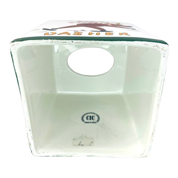Vintage Certified International Ceramic "Prancer & Dasher" Tissue Box Cover - Picture 5 of 9